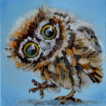 Baby Owl oil painting