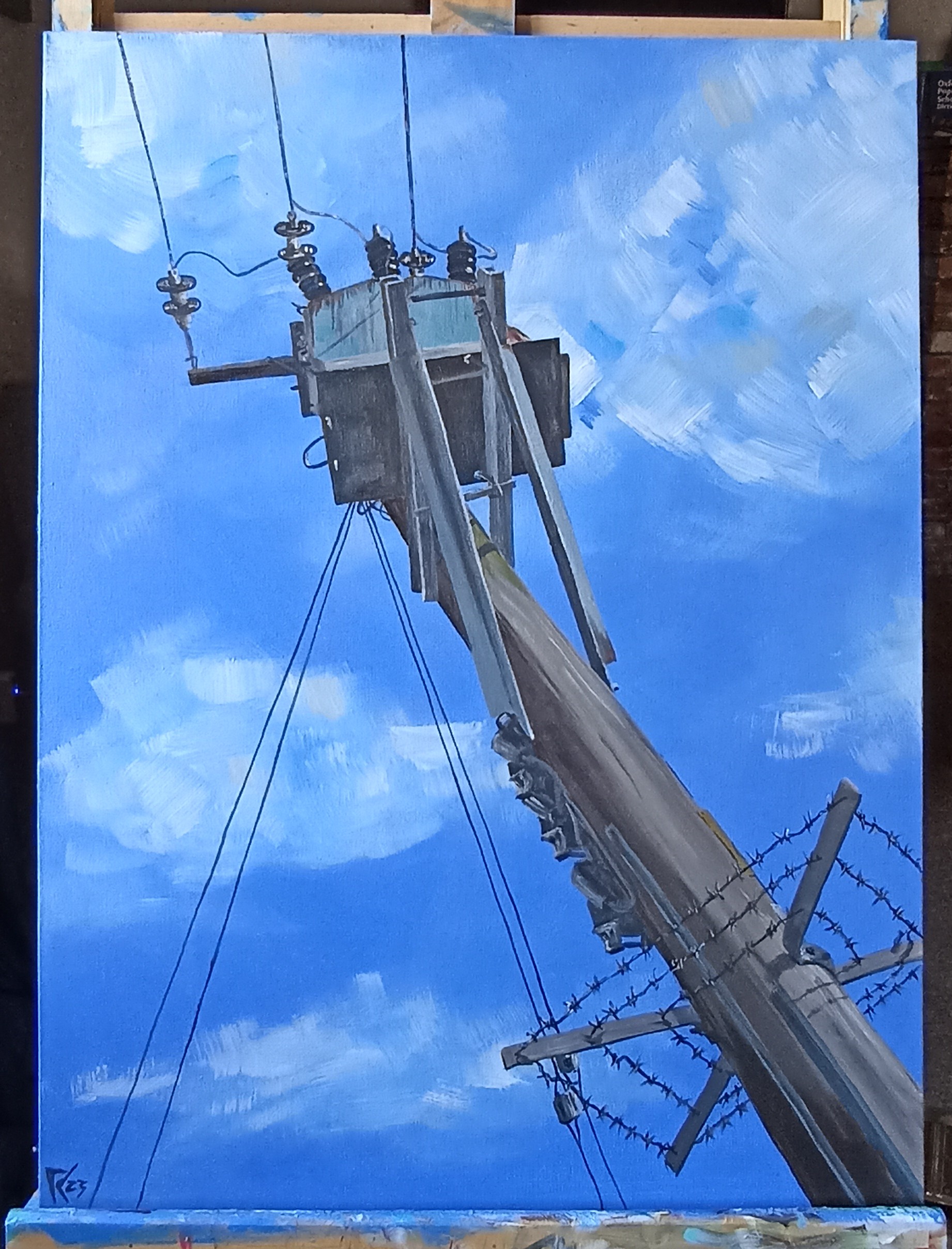 Electrical pole painting