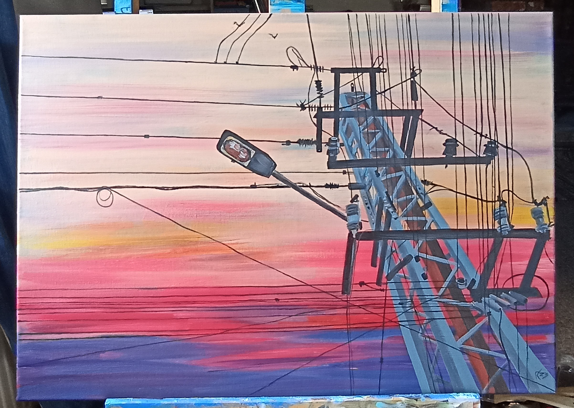 Electrical pole painting